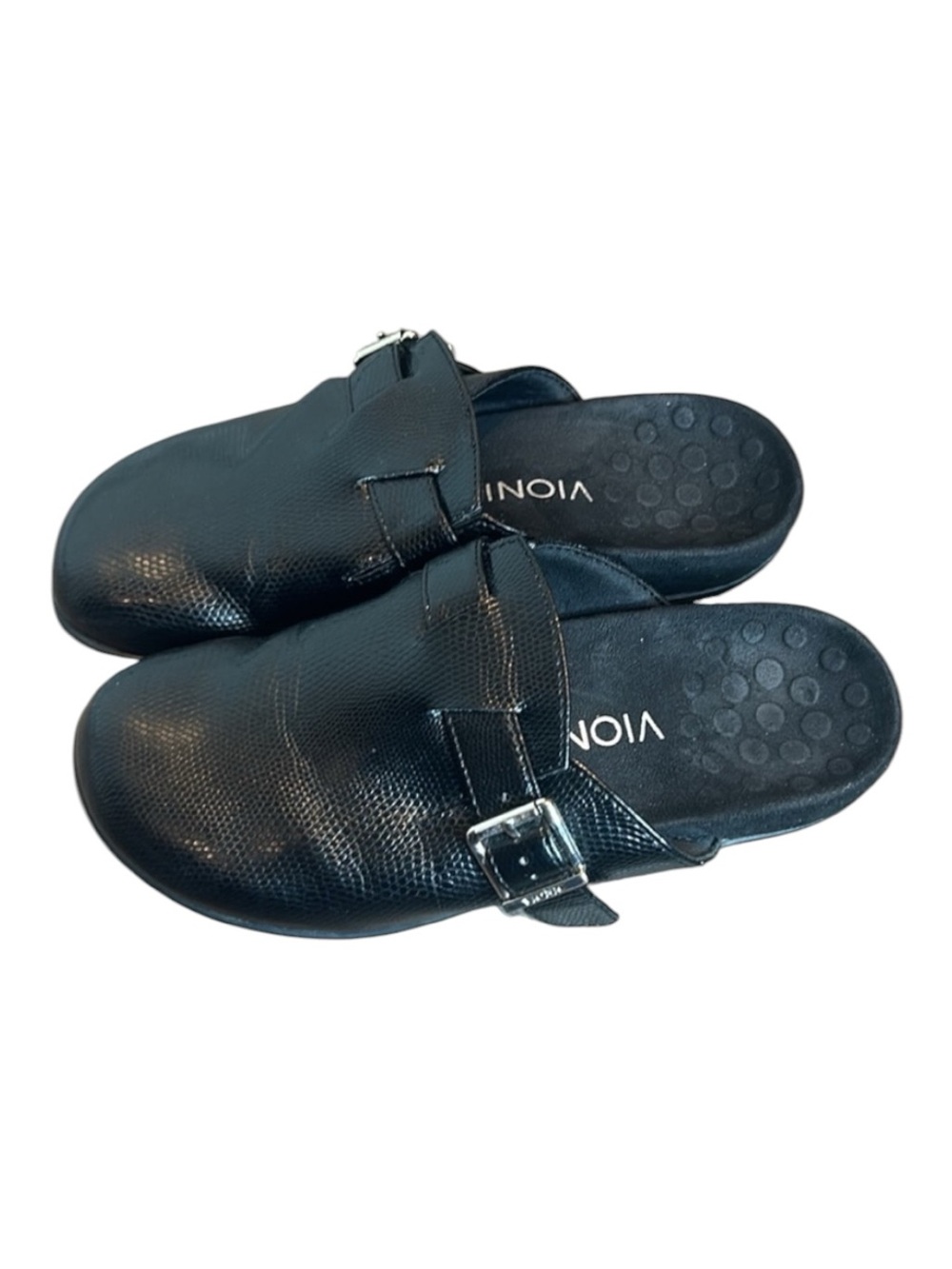 Vionic Mallory Clog Black Embossed Slip-on Mule Women’s Size 6